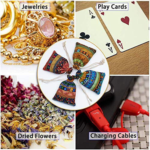 INTVN 24Pc Estilo Egipcio Bolsa De Monedas De Joyería Bolsa De Regalo De Cordón Estampado Bolsita De Algodón Bolso De Viaje De Caramelo étnico