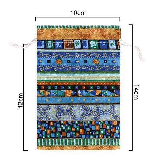 INTVN 24Pc Estilo Egipcio Bolsa De Monedas De Joyería Bolsa De Regalo De Cordón Estampado Bolsita De Algodón Bolso De Viaje De Caramelo étnico