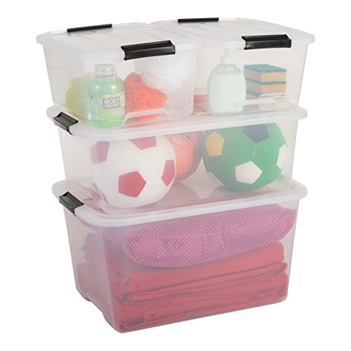 IRIS Top Box TB-30 Lote de 4 Cajas apilables de Almacenamiento con Cierre de Clip, 30 L, 57,5 ​​x 39 x 20,5 cm, 4 Unidades