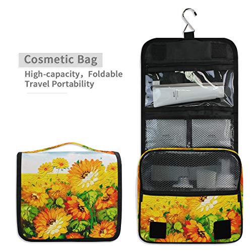 iRoad - Bolsa de aseo para colgar de viaje, diseño de flores de Zinmia, bolsa de maquillaje de gran capacidad, organizador plegable portátil para mujeres y hombres