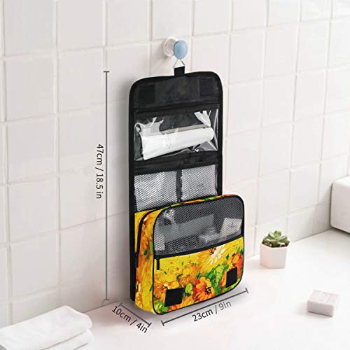 iRoad - Bolsa de aseo para colgar de viaje, diseño de flores de Zinmia, bolsa de maquillaje de gran capacidad, organizador plegable portátil para mujeres y hombres