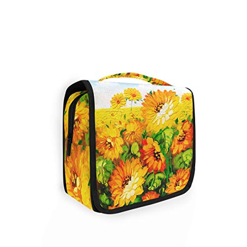 iRoad - Bolsa de aseo para colgar de viaje, diseño de flores de Zinmia, bolsa de maquillaje de gran capacidad, organizador plegable portátil para mujeres y hombres