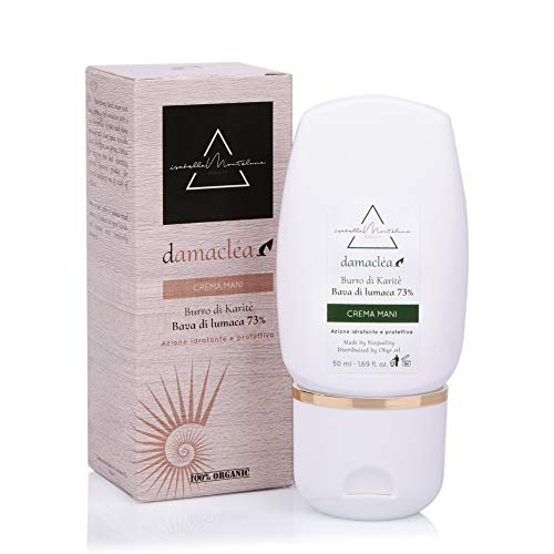 Isabella Monteluna 73% Crema para manos de baba de caracol con aceite de jojoba y nueces de macadamia. Crema hidratante y nutritiva anticongelante 100% orgánica, hecha en Italia. 50ml
