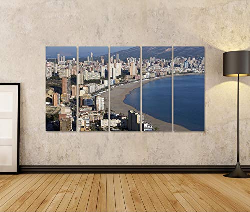 islandburner, Cuadro Cuadros la Costa y el Horizonte Alto de Benidorm Balneario, españa Impresión Lienzo Formato Grande Cuadros Modernos QNW