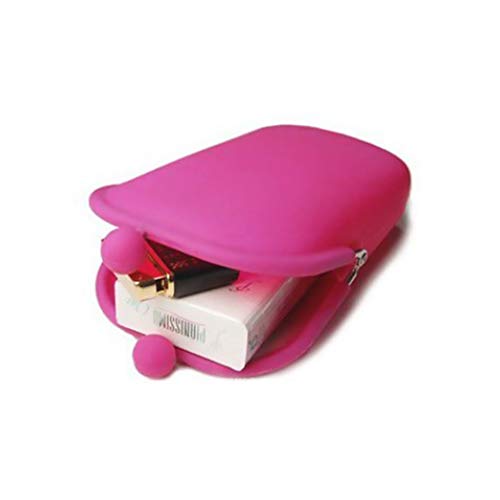 Isuper Belleza El caucho de silicona cosmética de maquillaje bolsa de almacenamiento de la moneda del bolso monederos empaqueta la cartera Celular (rosa)