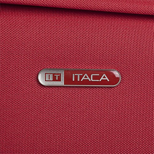 ITACA - Maleta Cabina de Viaje 2 Ruedas Trolley 55 cm de Poliéster EVA. Equipaje de Mano. Pequeña Semirígida Resistente Cómoda y Ligera. Blanda. Calidad T71950, Color Rojo