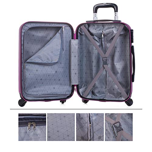 ITACA - Maleta Cabina de Viaje Rígida 4 Ruedas Trolley 55 cm ABS. Equipaje de Mano. Pequeña Cómoda Resistente Ligera y Bonita. Low Cost Ryanair Precio. 71250, Color Morado