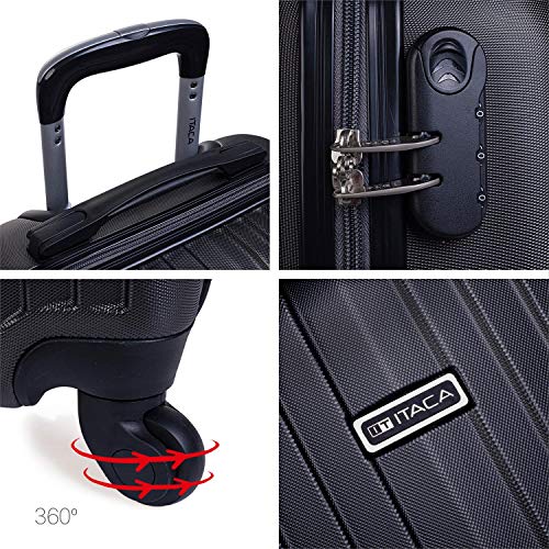 ITACA - Maleta de Viaje Cabina Rígida 4 Ruedas 55 cm Trolley ABS. Equipaje de Mano. Pequeña Resistente Cómoda y Ligera. Low Cost Ryanair. Estudiante. Calidad y Diseño. T71550, Color Antracita