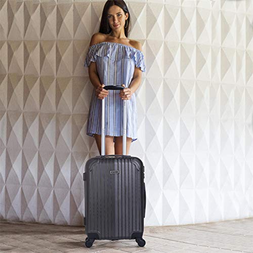 ITACA - Maleta de Viaje Cabina Rígida 4 Ruedas 55 cm Trolley ABS. Equipaje de Mano. Pequeña Resistente Cómoda y Ligera. Low Cost Ryanair. Estudiante. Calidad y Diseño. T71550, Color Antracita