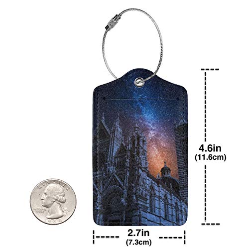 Italia Siena Catedral Noche Cielo Estrellas Personalizadas Cuero De Lujo Maleta Etiqueta Set Accesorios De Viaje Etiquetas De Equipaje