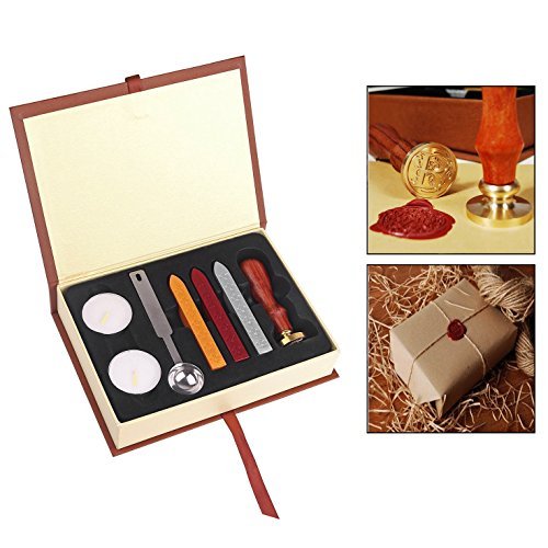 Itian Sello de Lacre Barras de Cera de Sellado Cuchara de Fusión Juego de Velas con Caja de Regalo, sello sello de lacre regalo clásico de la vendimia pasado de moda antiguos y encerados palos