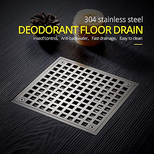 IUYJVR Desagüe de Ducha con Cubierta extraíble Acero Inoxidable 304 Cepillado Drenaje de Piso de Ducha Anti Olor Anti obstrucción Sistemas de Drenaje Drenaje de Piso Multiusos de 6 Pulgadas con Col