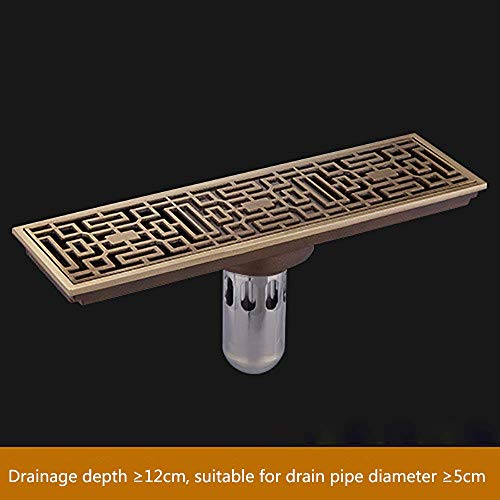 IUYJVR Desagüe de Ducha Retro con Tapa extraíble Desagüe de Piso de latón Anti Olor Anti obstrucción Drenaje de Piso de Ducha Sistemas de Drenaje Multiusos con colador de Pelo para baño, Cocina, 28