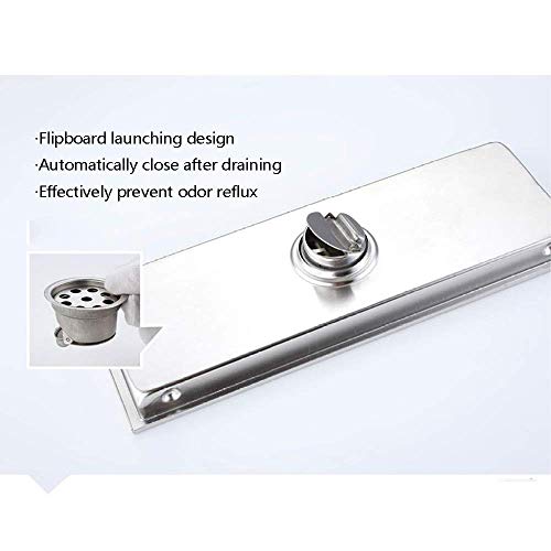 IUYJVR Desagüe de Suelo con Tapa extraíble Desagüe de Ducha Rectangular de Acero Inoxidable 304 Cepillado Sistemas de Drenaje multipropósito antiolor, Desagüe de Suelo de Ducha con colador de Pelo