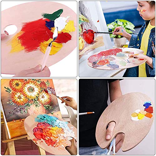 IWILCS Paleta de pintura de 2 piezas, paleta de pintura de madera, paleta de pintura al óleo con orificio para el pulgar para pintura al óleo de acuarela acrílica en forma ovalada, 300 mm * 200 mm