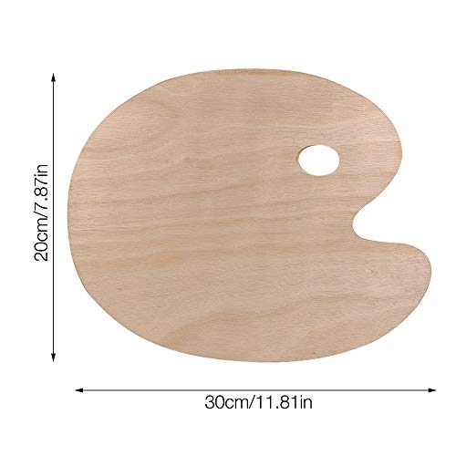 IWILCS Paleta de pintura de 2 piezas, paleta de pintura de madera, paleta de pintura al óleo con orificio para el pulgar para pintura al óleo de acuarela acrílica en forma ovalada, 300 mm * 200 mm