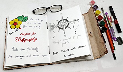 Jaald 25 cm Libreta Notas Cuaderno Hojas Diario Album Hecho a Mano con Cubierta de Cuero y Cerradura Llave Candado - Amarillo