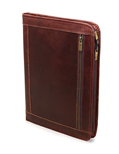 JAALD Folder Portafolio Porta Documentos en Cuero con Cremallera Zipper Profesional A4 Compatible con Ipad Pro 33 cm