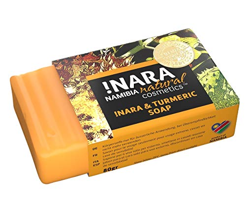 Jabón hecho a mano con jabón !Nara Cúrcuma y Naranja 80g de aceite suave para el cuidado diario facial y corporal con efecto cicatrizante de heridas para pieles sensibles, cicatrices y estrías.