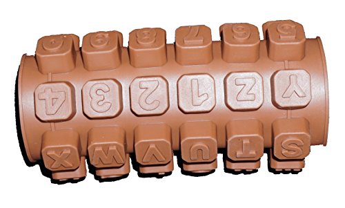 Jabón profesionales 48 letras Números carácter especial cubitos silicona Jabón molde color chocolate Forma (24 * 18 * 1,5 cm)