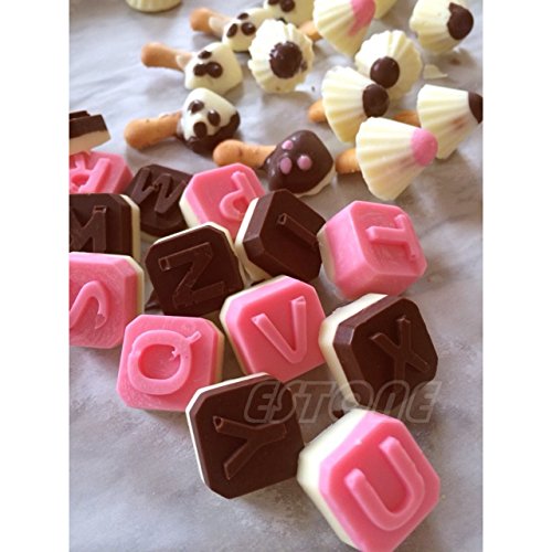 Jabón profesionales 48 letras Números carácter especial cubitos silicona Jabón molde color chocolate Forma (24 * 18 * 1,5 cm)