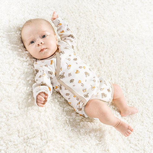 Jacky - Bodies para bebé de manga larga - 2 Ud. - 100% algodón / Oeko-Tex Standard 100 / Unisex / Color: beige / blanco con ositos. Talla 50/56