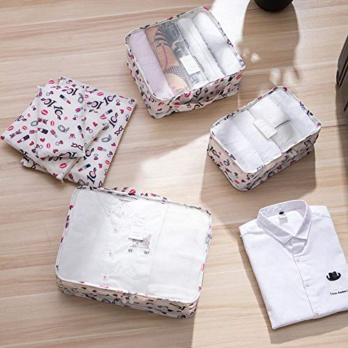 Jadpes Bolsa de Almacenamiento, Bolsa dispensadora de Ropa, 6 Piezas portátil Impermeable, Ropa de Viaje, Zapatos, Bolsa de Almacenamiento, Organizador para Viajes Escolares al Aire Libre(Cabeza blan