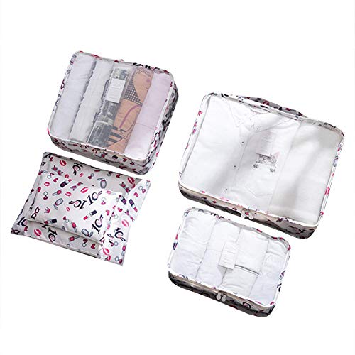 Jadpes Bolsa de Almacenamiento, Bolsa dispensadora de Ropa, 6 Piezas portátil Impermeable, Ropa de Viaje, Zapatos, Bolsa de Almacenamiento, Organizador para Viajes Escolares al Aire Libre(Cabeza blan