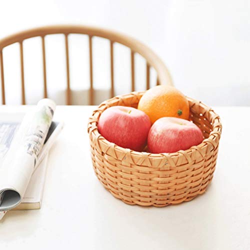 Japonés hecho a mano cesta del huevo del pedazo de madera tejida cesta de frutas y verduras del hogar cesta redonda absolutamente necesaria la cesta del almacenaje ( Color : Natural , tamaño : L )