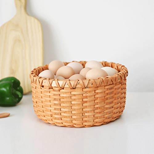 Japonés hecho a mano cesta del huevo del pedazo de madera tejida cesta de frutas y verduras del hogar cesta redonda absolutamente necesaria la cesta del almacenaje ( Color : Natural , tamaño : L )