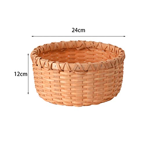 Japonés hecho a mano cesta del huevo del pedazo de madera tejida cesta de frutas y verduras del hogar cesta redonda absolutamente necesaria la cesta del almacenaje ( Color : Natural , tamaño : L )