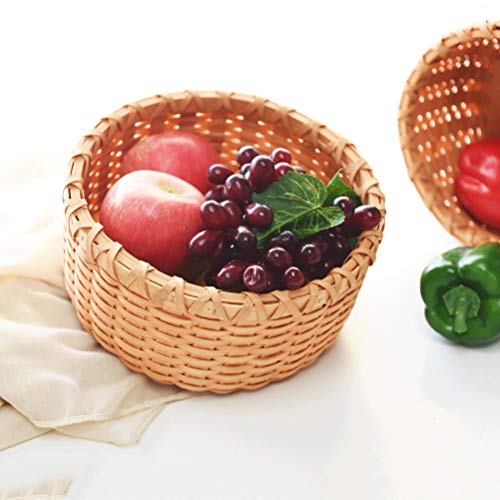 Japonés hecho a mano cesta del huevo del pedazo de madera tejida cesta de frutas y verduras del hogar cesta redonda absolutamente necesaria la cesta del almacenaje ( Color : Natural , tamaño : L )