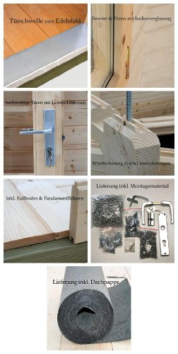 Jardín Casa Malaga de 70 B Casa de vacaciones bloque madera casa 380 x 380 cm – 70 mm