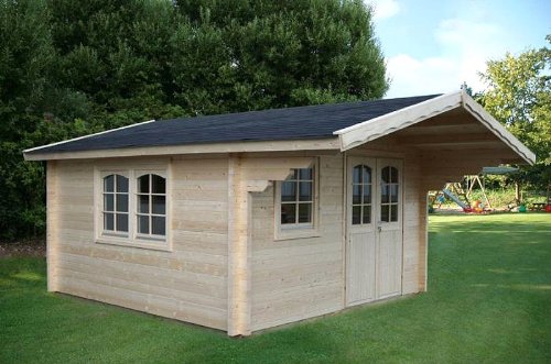 Jardín Casa Malaga de 70 B Casa de vacaciones bloque madera casa 380 x 380 cm – 70 mm