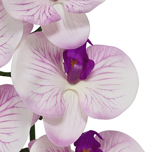jarown 2pcs 9 cabezas artificiales Phalaenopsis Orquídea 38 "ramas Real Touch flores letax para casa oficina decoración, melamina, morado rosa, 38 pulgadas