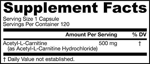 Jarrow Formulas Acetyl L-Carnitine, 500mg - 120 Cápsulas
