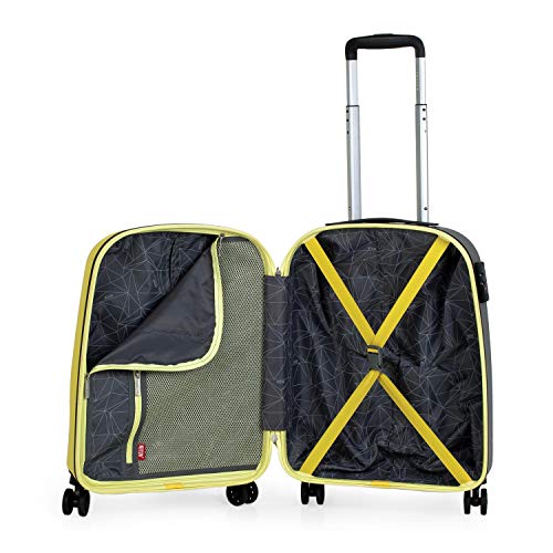 JASLEN - Juego de Maletas de Viaje Rígidas 4 Ruedas Trolley 55/66 cm ABS. Duraderas Resistentes y Ligeras. Candado TSA. Pequeña Cabina y Mediana. Marca Calidad y Diseño. 56515, Color Amarillo-Plata