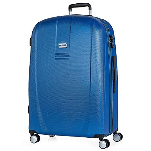 JASLEN - Maleta Grande XL Rígida 4 Ruedas Trolley 77 cm ABS. Duradera Resistente y Ligera. Candado TSA. Viajes Largos. Marca de Calidad. Estudiantes y Profesionales. 56570, Color Azul