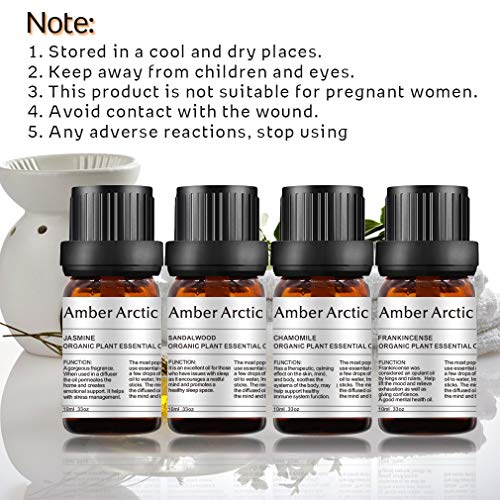 Jazmín Sándalo Manzanilla Incienso Aceite Esencial Para Difusor, 100% Puro Aceite Vegetal Orgánico Fresco 10 ml X 4