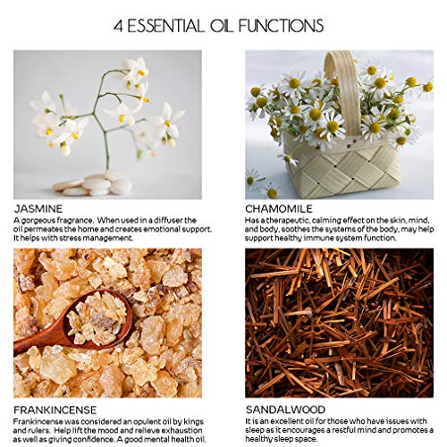 Jazmín Sándalo Manzanilla Incienso Aceite Esencial Para Difusor, 100% Puro Aceite Vegetal Orgánico Fresco 10 ml X 4
