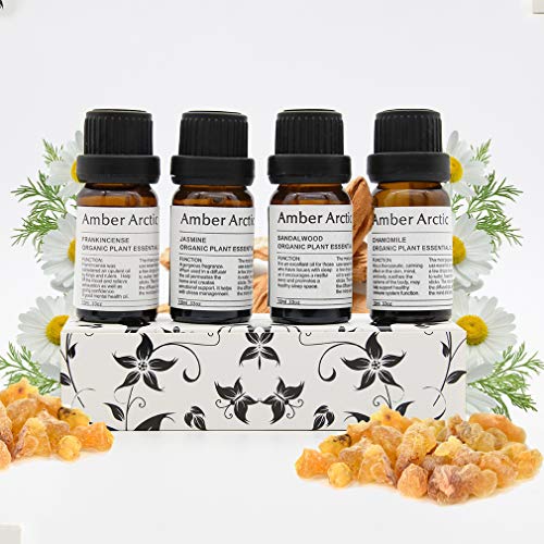 Jazmín Sándalo Manzanilla Incienso Aceite Esencial Para Difusor, 100% Puro Aceite Vegetal Orgánico Fresco 10 ml X 4