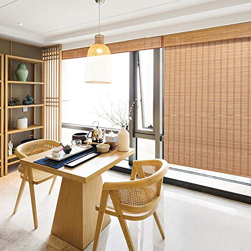 Jcnfa-Persianas Cortinas De La Ventana del Rodillo del Apagón, Persianas Enrollables De Bambú con Ganchos, Sombrillas For Sol En El Patio Exterior, Mirador, 85cm / 105cm / 125cm / 145cm De Ancho