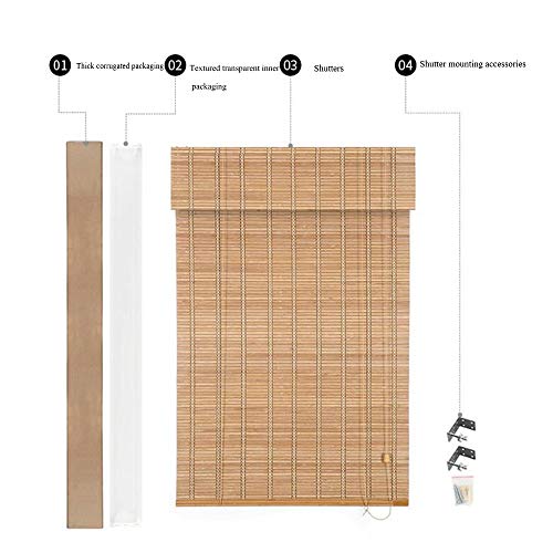 Jcnfa-Persianas Cortinas De La Ventana del Rodillo del Apagón, Persianas Enrollables De Bambú con Ganchos, Sombrillas For Sol En El Patio Exterior, Mirador, 85cm / 105cm / 125cm / 145cm De Ancho