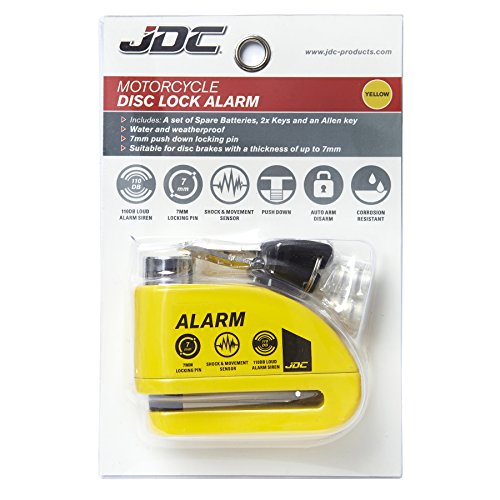 JDC Moto Motocicleta Bloqueo de Disco con Alarma – Jaws - Amarillo