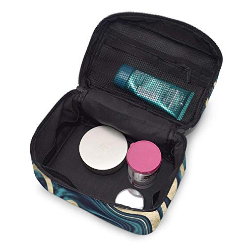 JDYU Verde Azulado Azul Marino Dorado mármol decoración Arte Maquillaje Bolsa Grande cosmética Estuche Estuche de Maquillaje Organizador Neceser Bolsa de Viaje para Mujeres