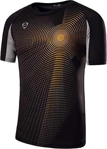 jeansian Hombre Camisetas Deportivas Wicking Quick Dry tee T-Shirt Sport Tops LSL133 (US L(175-180cm 70-75kg), LSL013_Black)