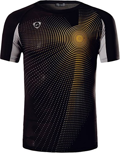 jeansian Hombre Camisetas Deportivas Wicking Quick Dry tee T-Shirt Sport Tops LSL133 (US L(175-180cm 70-75kg), LSL013_Black)