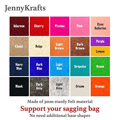 JennyKrafts Inserción de Monedero (Fieltro de 3 mm, Funda Desmontable con Cremallera de Metal Dorado), Bolsillos organizadores para Bolsas de Asas