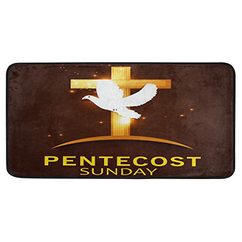 Jereee Happy Pentecostés Sunday Dove Alfombrilla de cocina antideslizante rectangular de poliéster, alfombra de suelo para decoración del hogar, 99 x 20 pulgadas