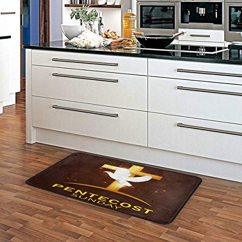 Jereee Happy Pentecostés Sunday Dove Alfombrilla de cocina antideslizante rectangular de poliéster, alfombra de suelo para decoración del hogar, 99 x 20 pulgadas